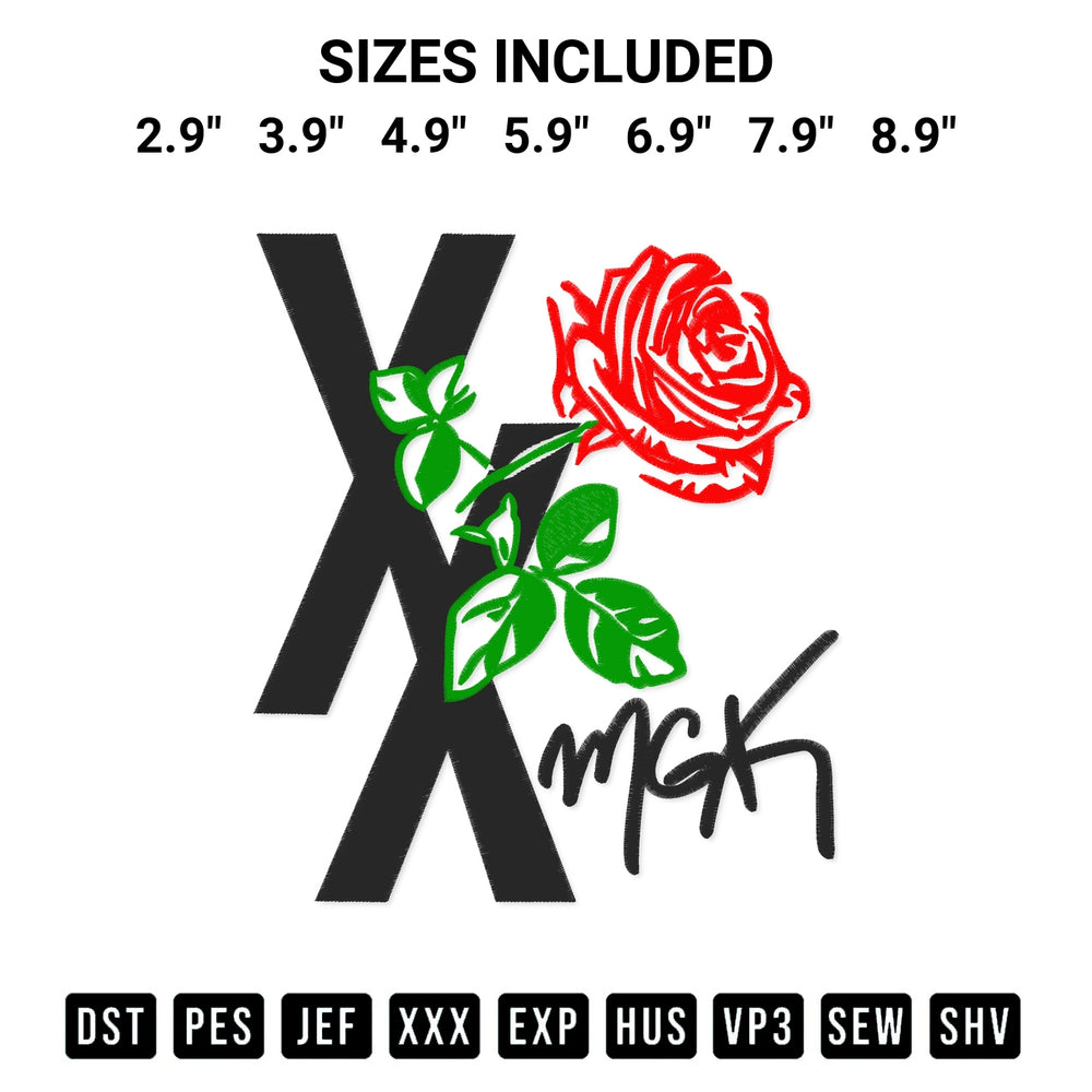 Add a unique touch to your apparel with the Mgk Xx Embroidery Design embroidery file. Premium instant download available now on Designspacks.com. Available sizes: 2.9", 3.9", 4.9", 5.9", 6.9", 7.9", 8.9".