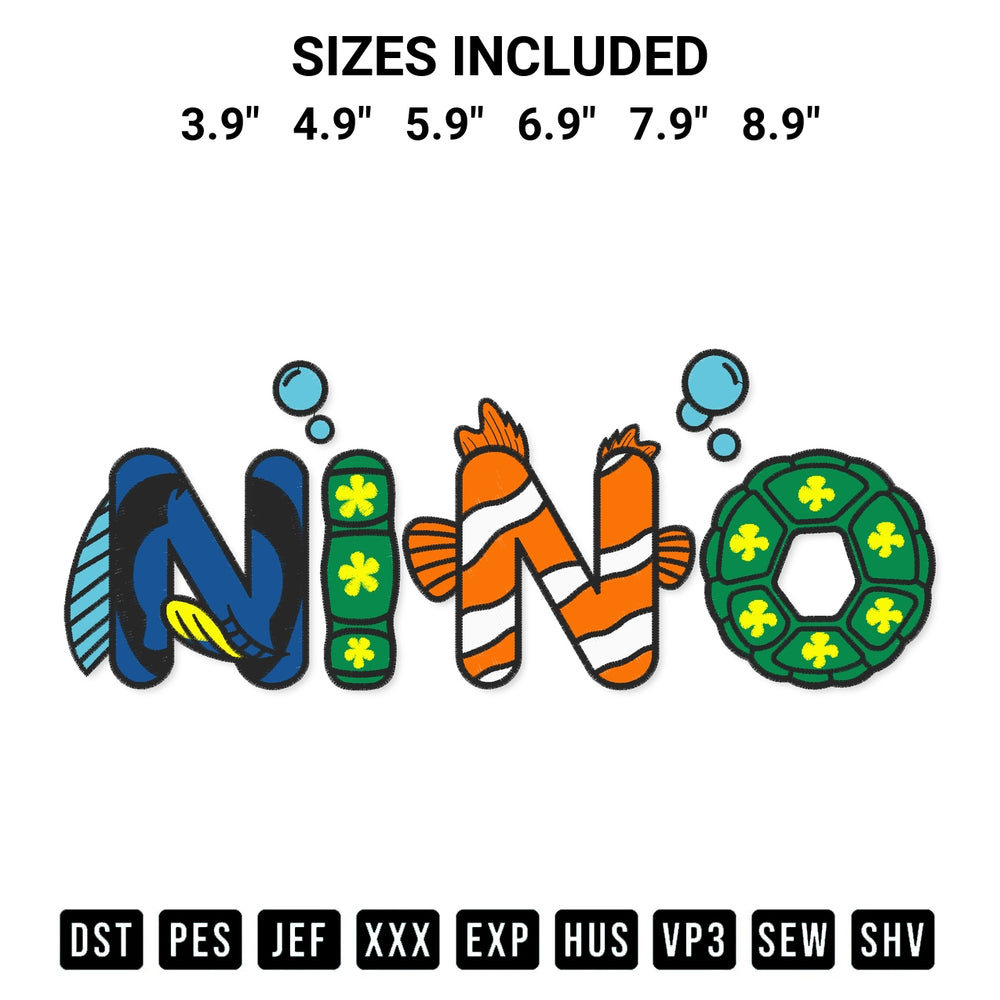 Elevate your next project with our Finding Nemo Nino Embroidery Design embroidery file. Shop high-quality digital patterns instantly at Designspacks.com. Available sizes: 3.9", 4.9", 5.9", 6.9", 7.9", 8.9".