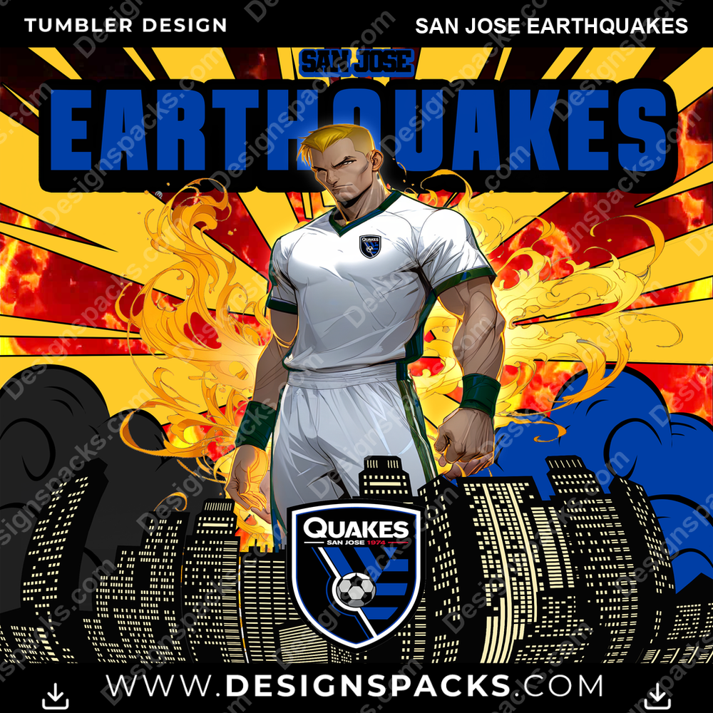 US Soccer Comic Cover San Jose Earthquakes Tumbler Digital Wrap Design Download