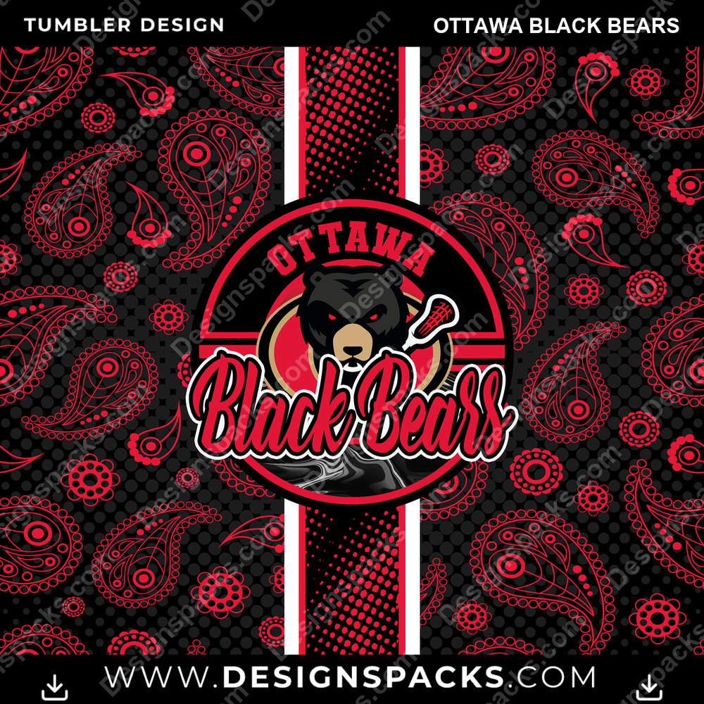 Lacrosse Handkerchief Ottawa Black Bears Tumbler Digital Wrap Design