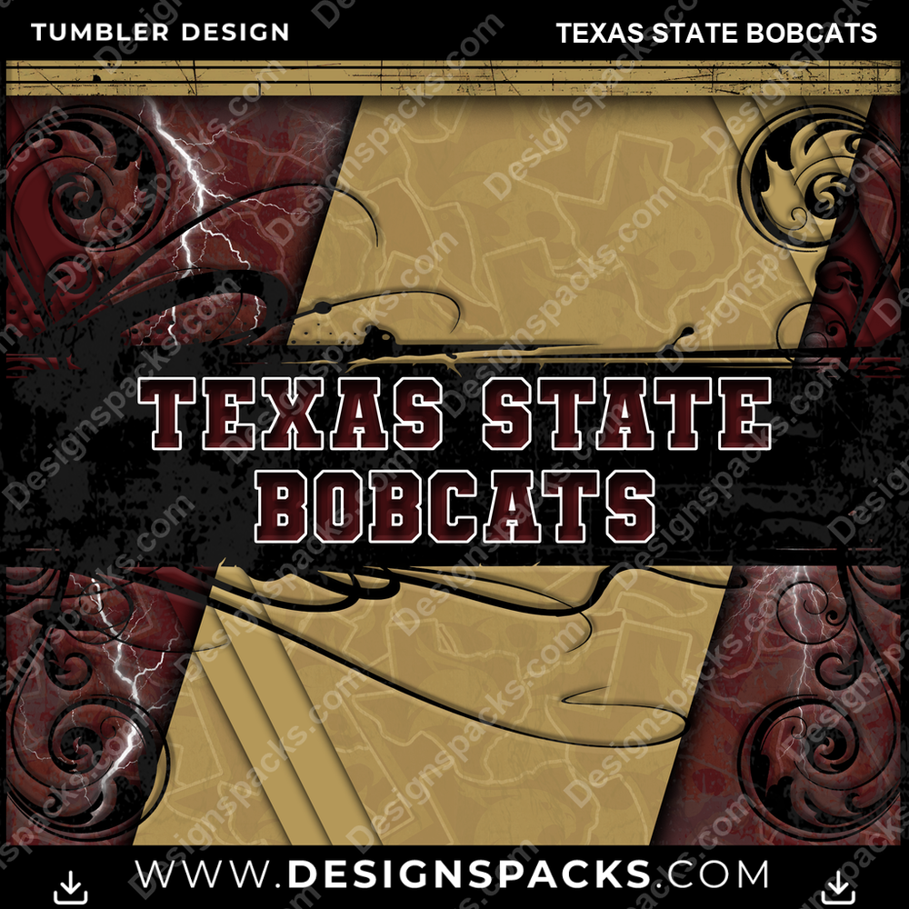 College Sport Elegant Texas State Bobcats NCAA College Sport Tumbler Digital Wrap Design Download
