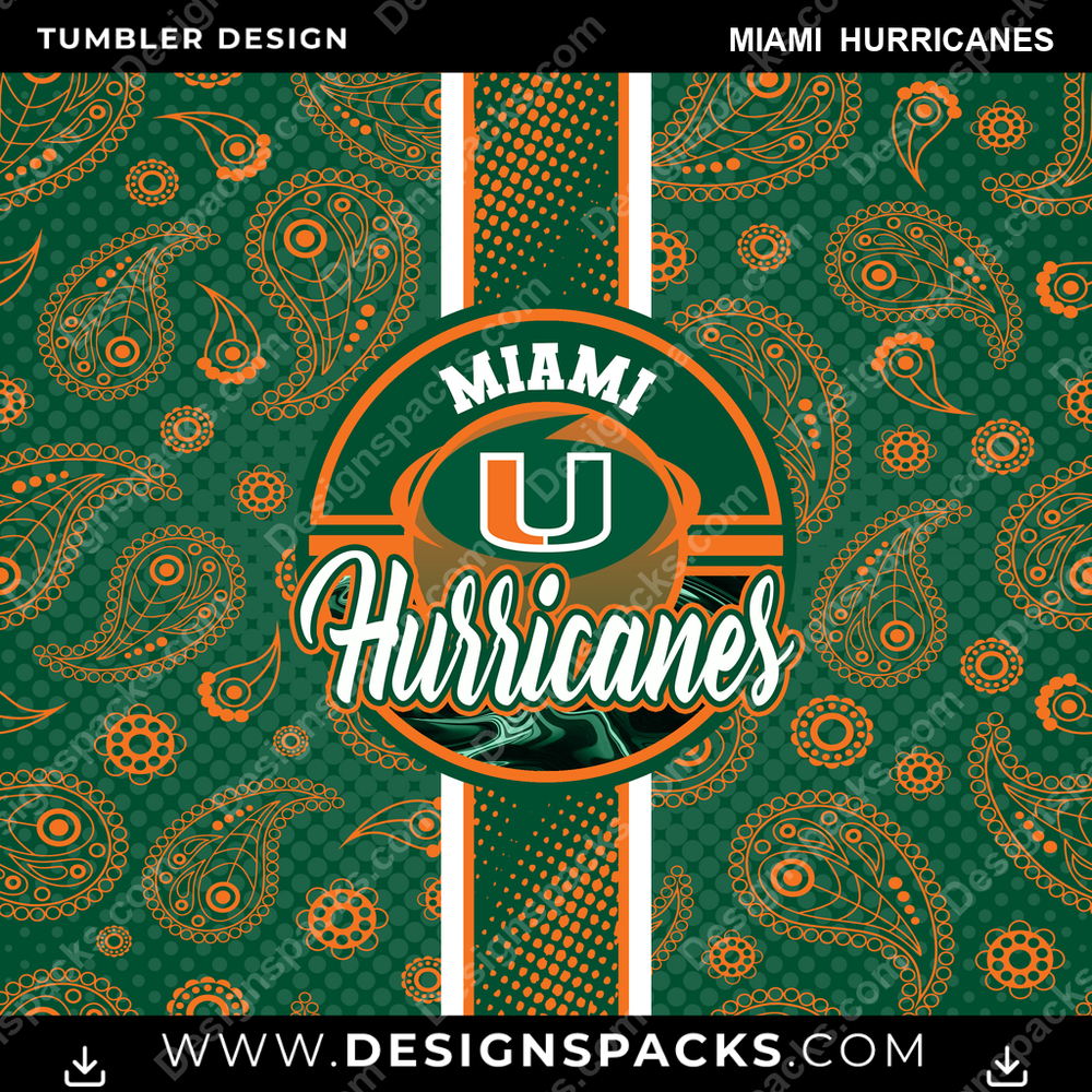 College Sport Handkerchief Miami Hurricanes NCAA College Sport Tumbler Digital Wrap Design Download