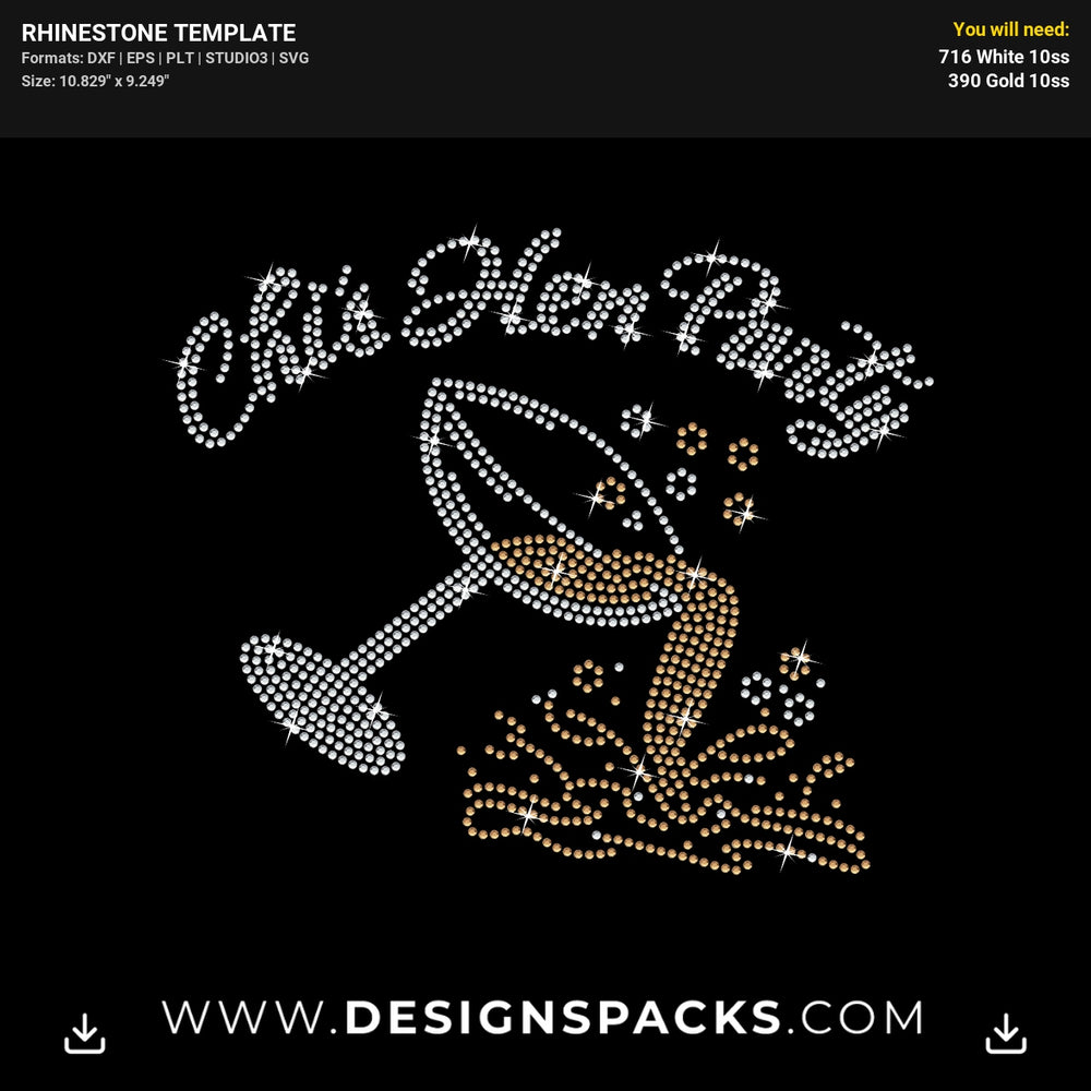 Chis Hen Party Wine Glass Rhinestone Digital Template