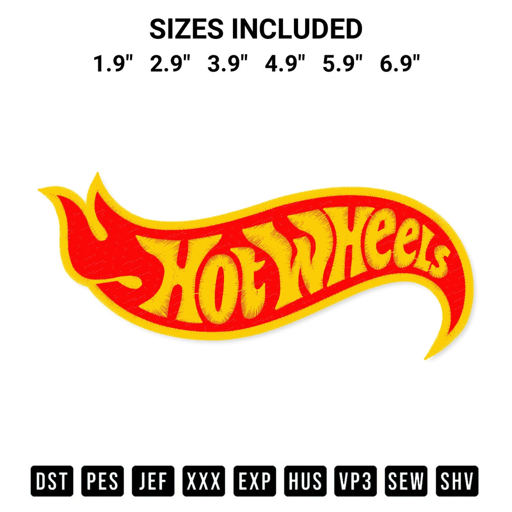 Create amazing crafts with the Hot Wheels Logo Embroidery Design embroidery file. High-quality digital download from Designspacks.com, perfect for beginners and pros. Available sizes: 1.9", 2.9", 3.9", 4.9", 5.9", 6.9".