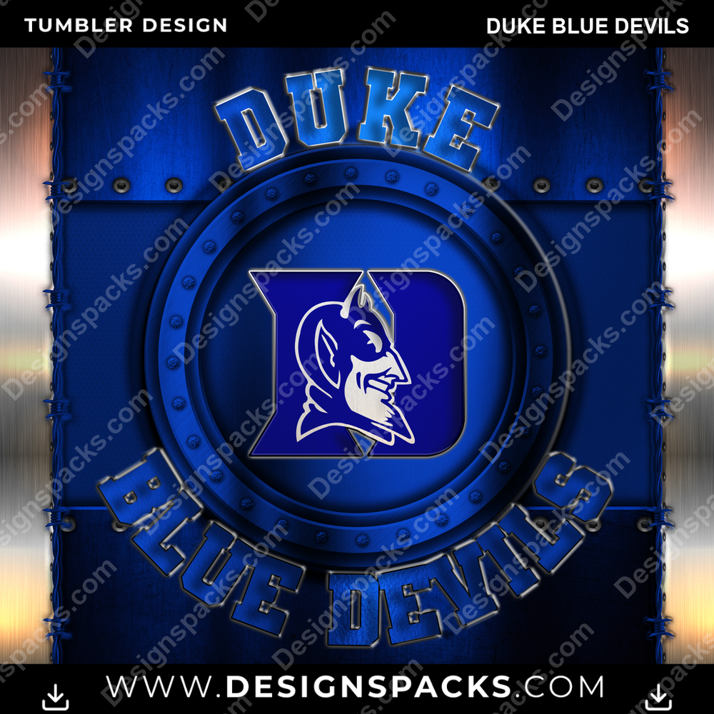 College Sport Metal Duke Blue Devils Tumbler Digital Wrap Design