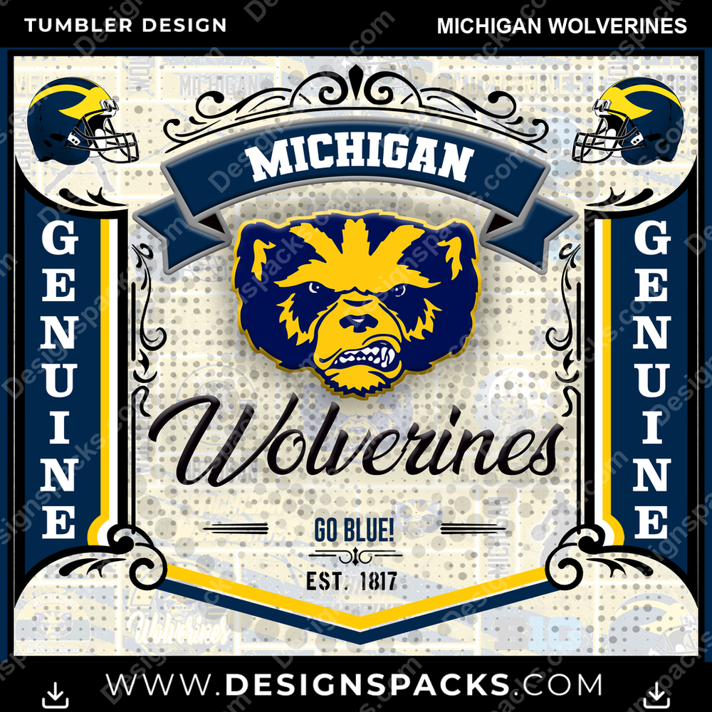 College Sport Bud Michigan Wolverines Tumbler Digital Wrap Design