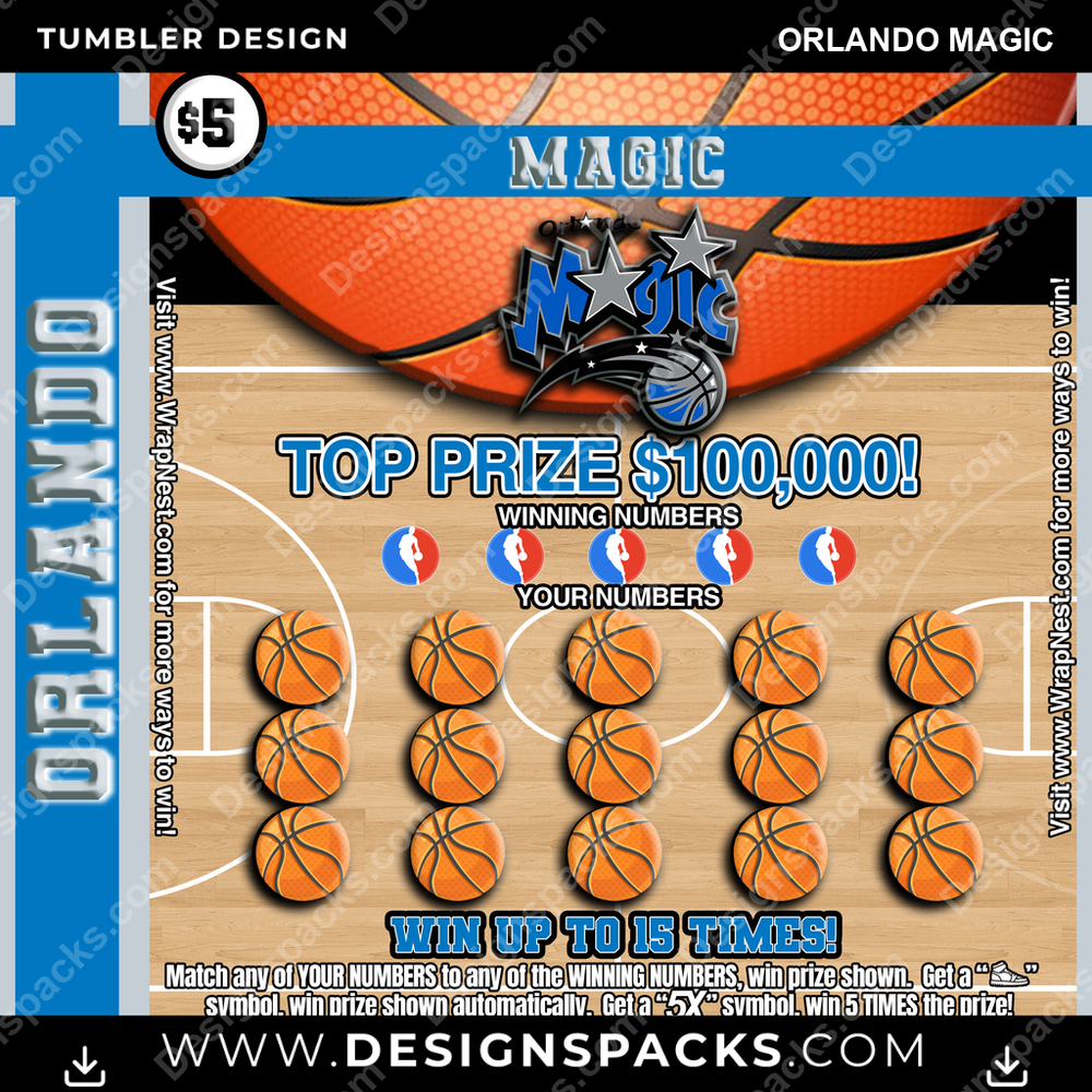 Basketball Lottery Ticket Orlando Magic Tumbler Digital Wrap Design