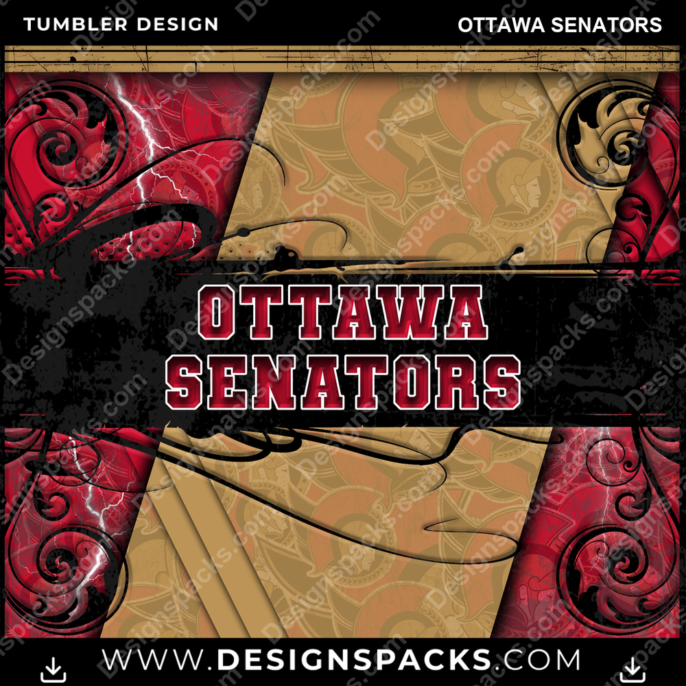 Hockey Elegant Ottawa Senators Tumbler Digital Wrap Design
