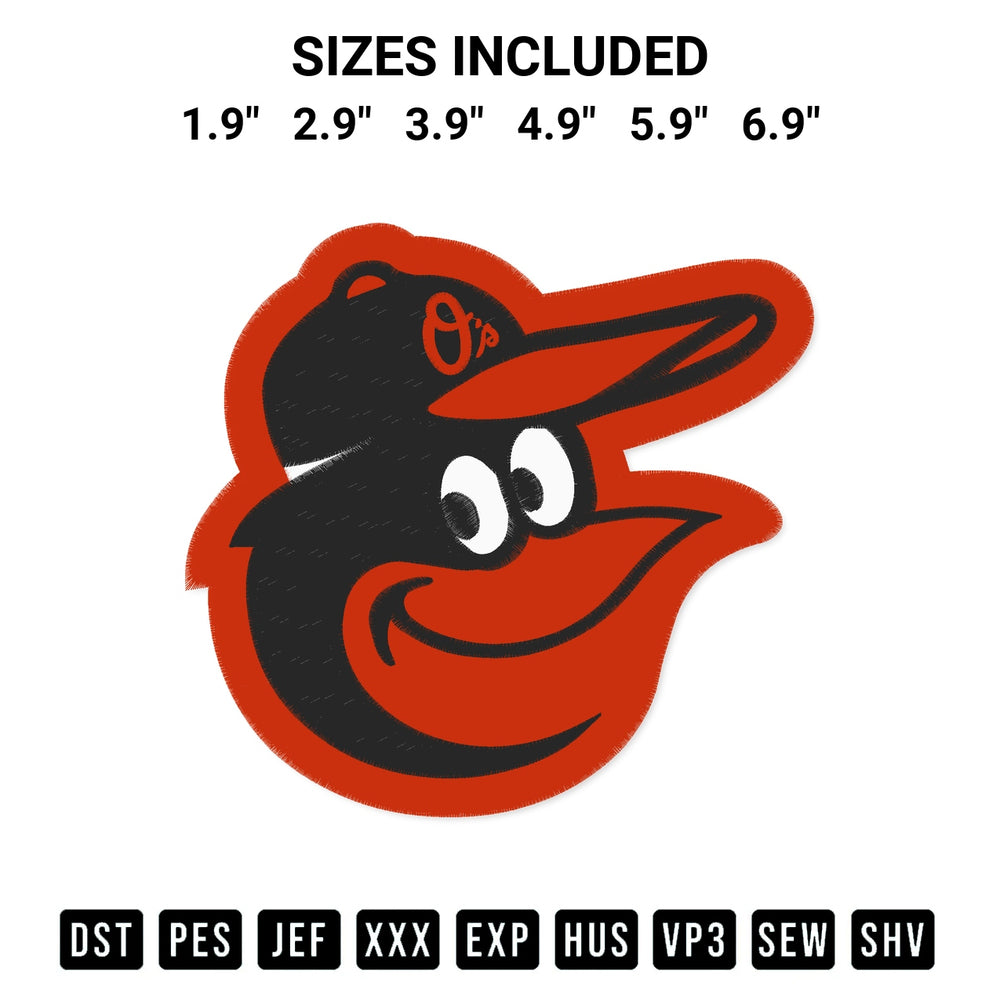 Get the Baltimore Orioles Logo Embroidery Print Embroidery Design embroidery design for your custom crafts! Premium digitized files available for instant download at Designspacks.com. Available sizes: 1.9", 2.9", 3.9", 4.9", 5.9", 6.9".