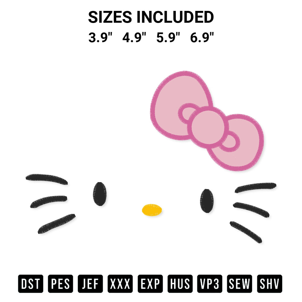 Transform your fabrics with the Kitty Face Embroidery Design embroidery design. Instant access to premium digitized patterns at Designspacks.com. Available sizes: 3.9", 4.9", 5.9", 6.9".