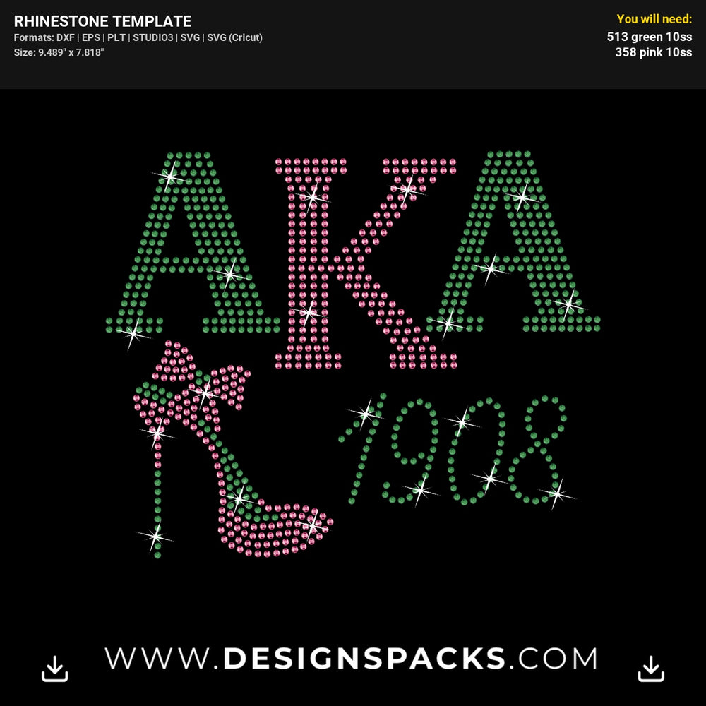 Aka Elegant Heel Rhinestone Digital Template