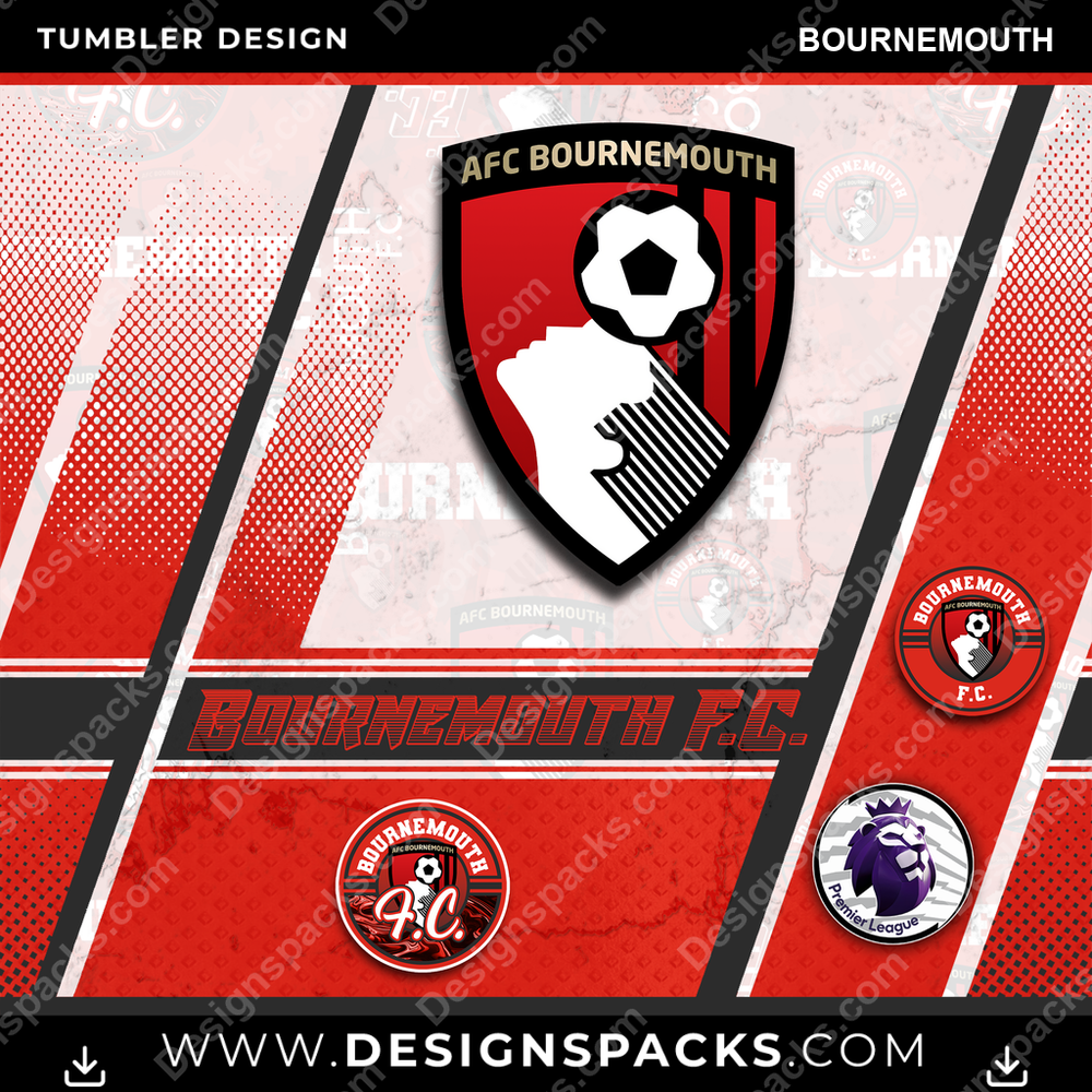 Soccer UK Sports Bournemouth MLS Soccer Tumbler Digital Wrap Design Download