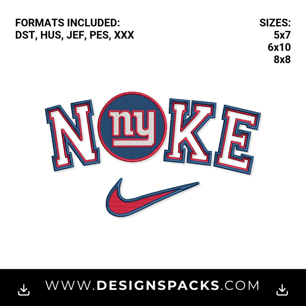 New York Giants Swoosh Applique Embroidery Design - Instant digital download pattern at Designspacks.com