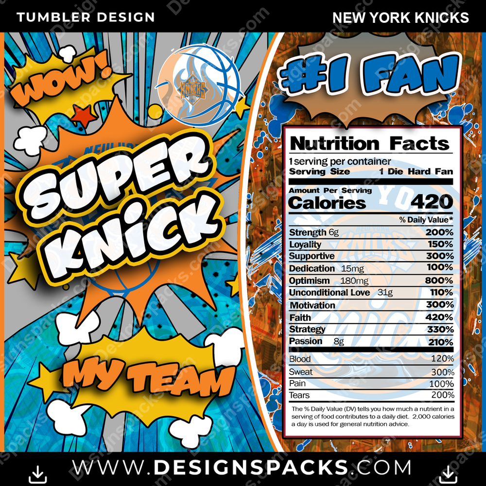 Basketball Super Team New York Knicks Tumbler Digital Wrap Design