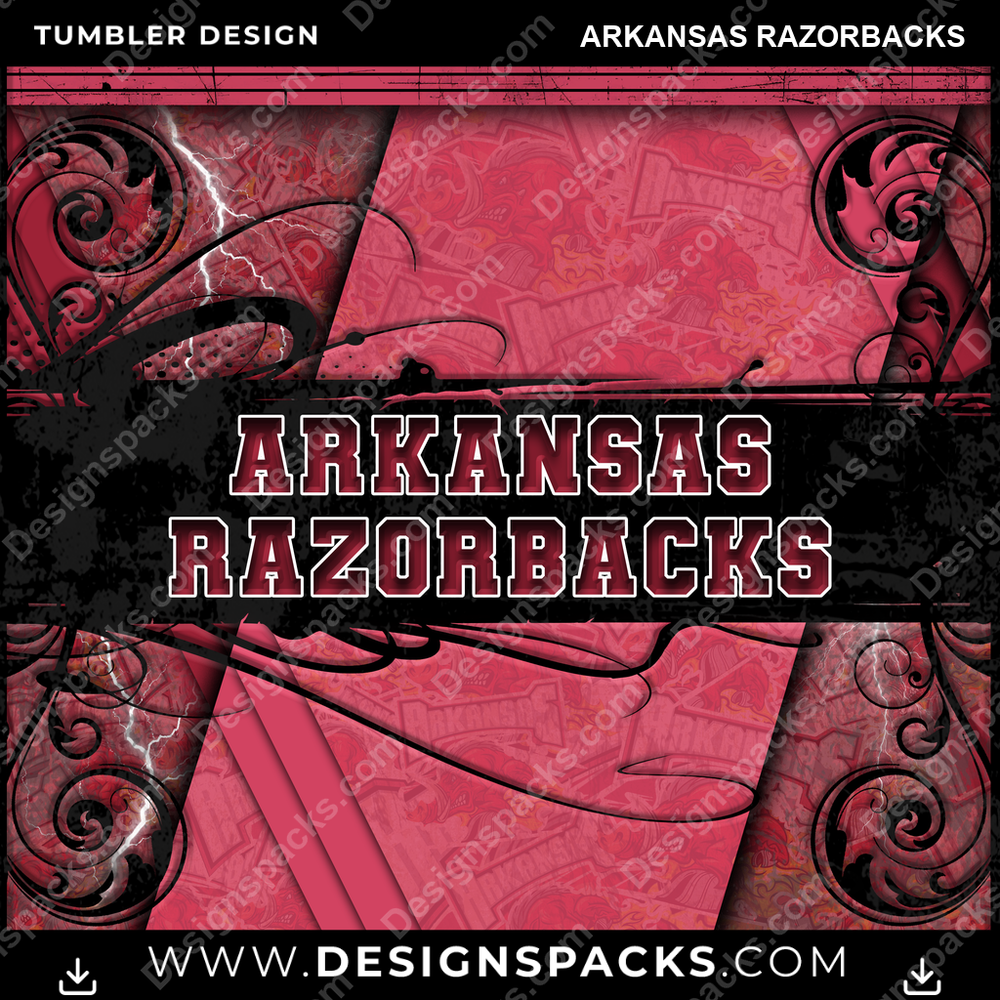 College Sport Elegant Arkansas Razorbacks Tumbler Digital Wrap Design