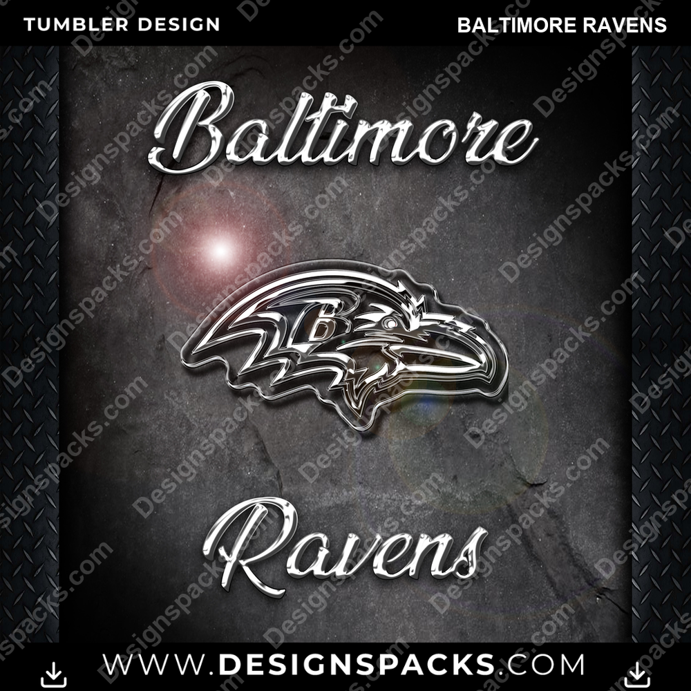 Football Chrome Baltimore Ravens Tumbler Digital Wrap Design