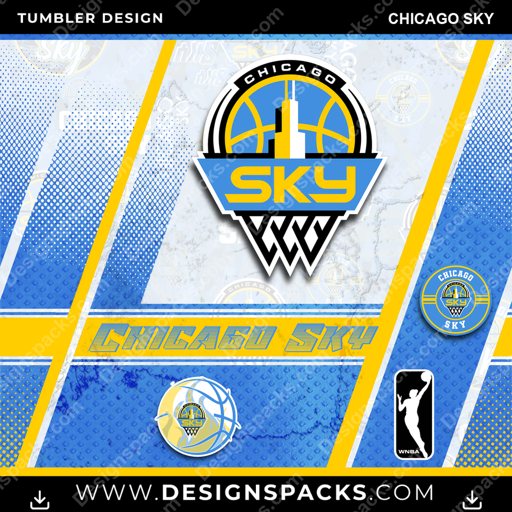 Basketball Sports Chicago Sky Tumbler Digital Wrap Design