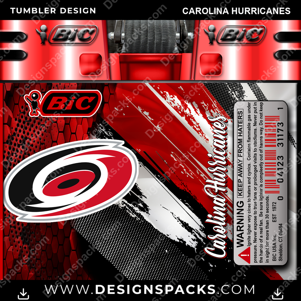 Hockey BIC Lighter Carolina Hurricanes Tumbler Digital Wrap Design