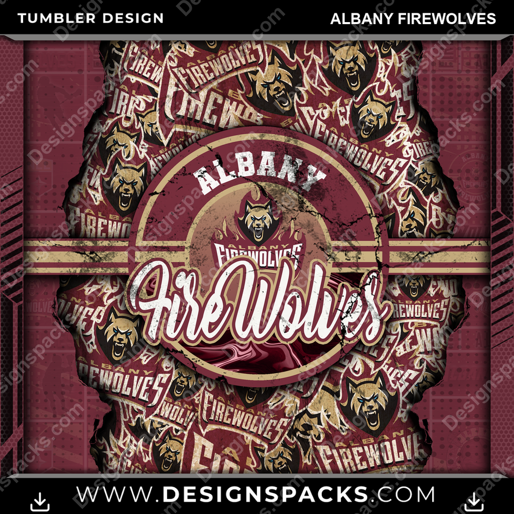 Lacrosse Ripped Albany FireWolves Tumbler Digital Wrap Design