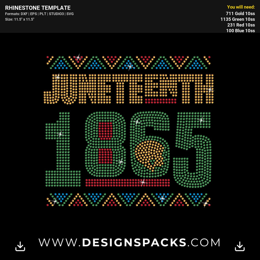 Juneteenth 1865 Woman Face Rhinestone Digital Template