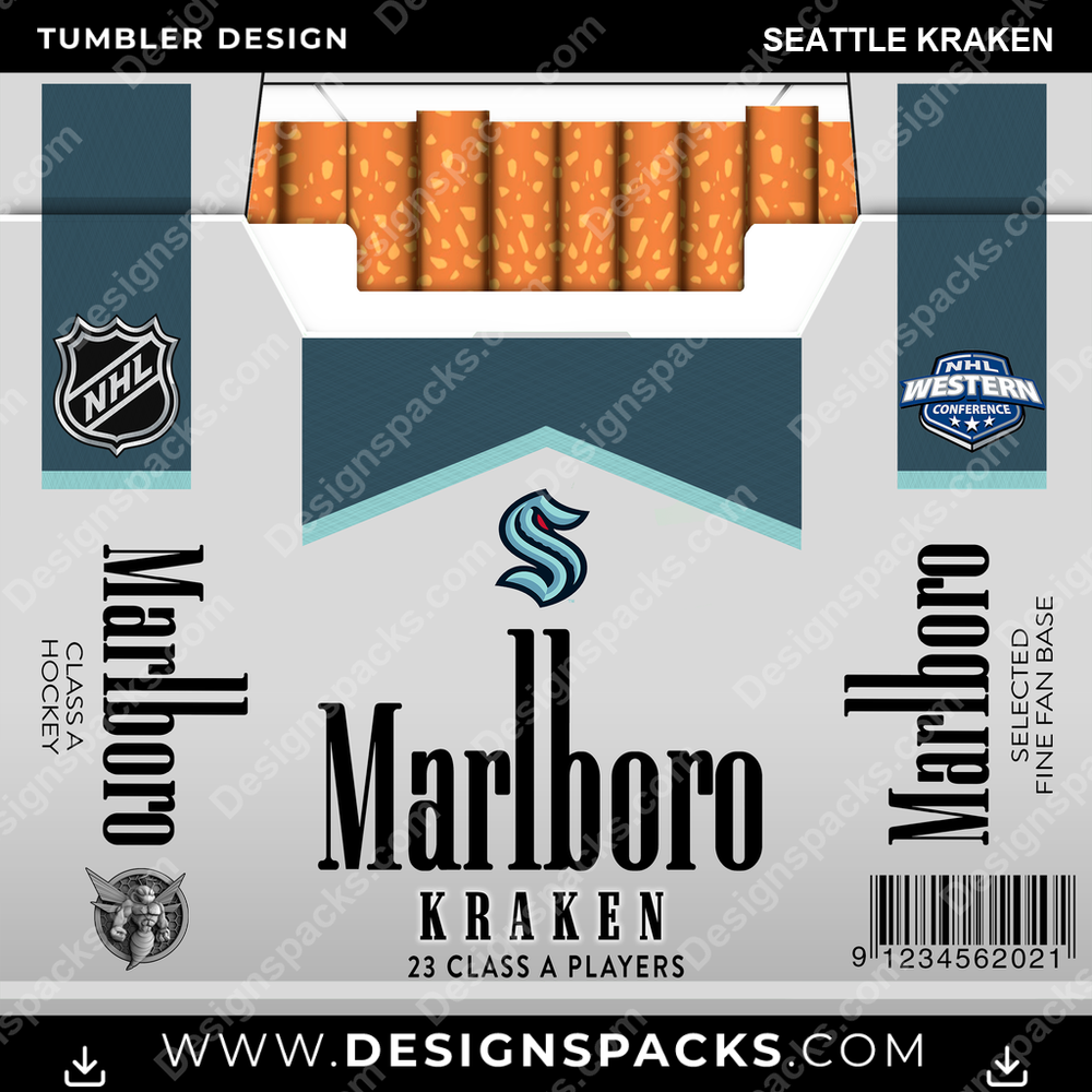Ice Hockey Marlboro Seattle Kraken NHL Hockey Tumbler Digital Wrap Design Download