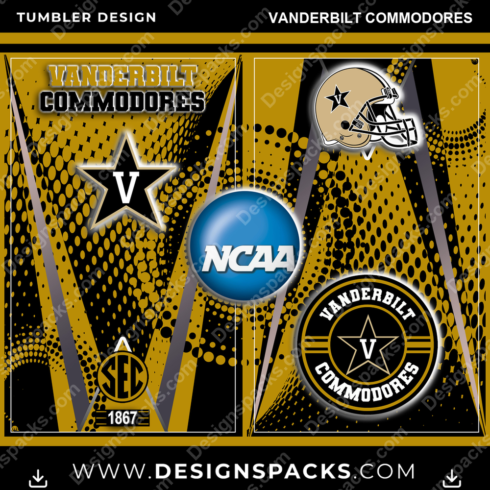 College Sport Team Logo Vanderbilt Commodores Tumbler Digital Wrap Design