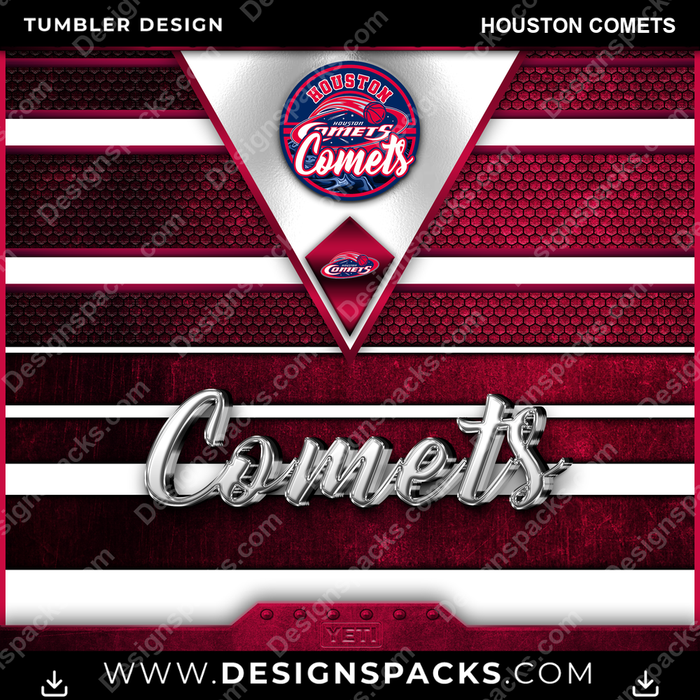 Basketball YETI Houston Comets Tumbler Digital Wrap Design