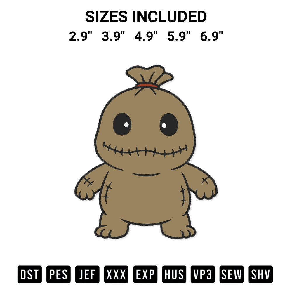 Stitch like a pro with the Sack Monster Embroidery Design embroidery pattern from Designspacks.com. High-quality digital machine embroidery file. Available sizes: 2.9", 3.9", 4.9", 5.9", 6.9".