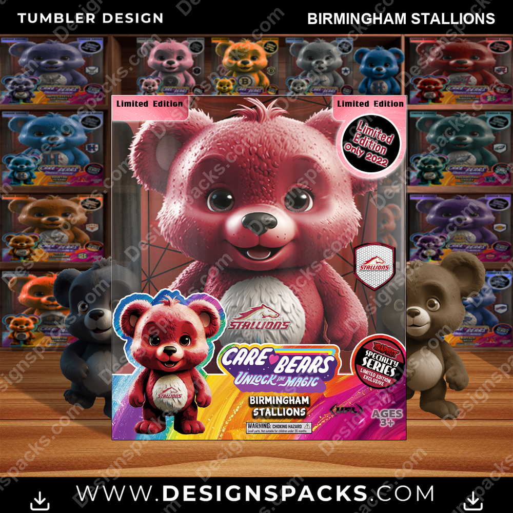 Canada Football Care Bear Box Birmingham Stallions CFL Canada Tumbler Digital Wrap Design Download