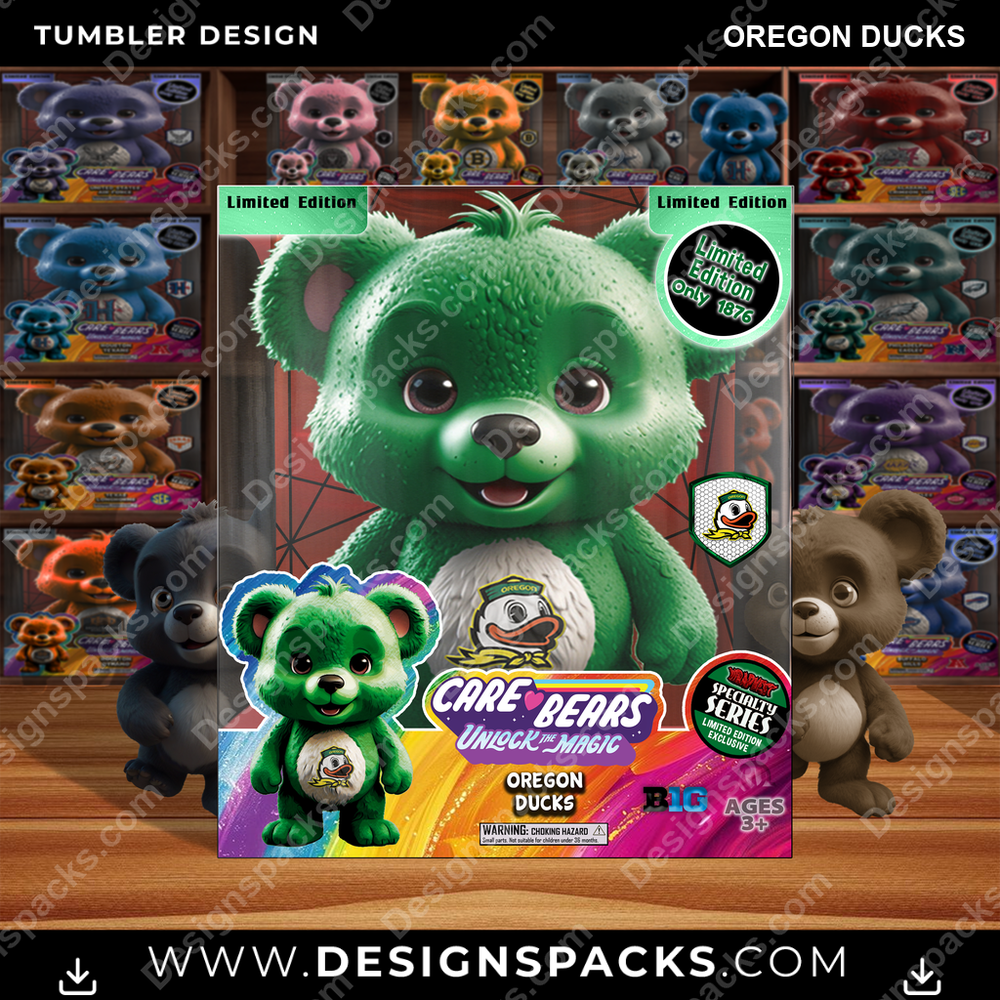 College Sport Care Bear Box Oregon Ducks NCAA College Sport Tumbler Digital Wrap Design Download