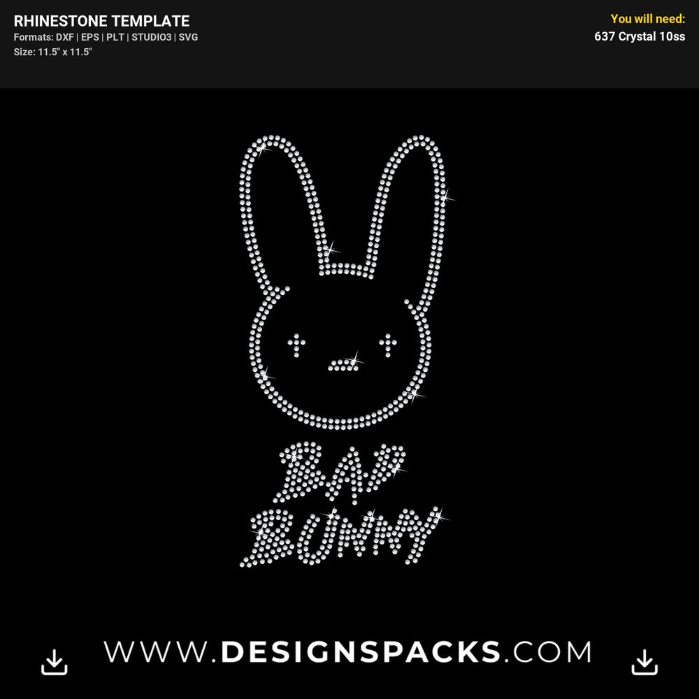 Bad Bunny Logo Rhinestone Digital Template