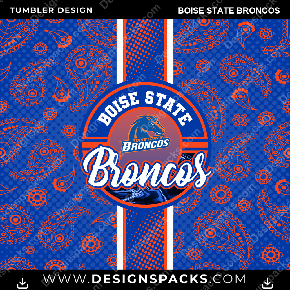 College Sport Handkerchief Boise State Broncos NCAA College Sport Tumbler Digital Wrap Design Download