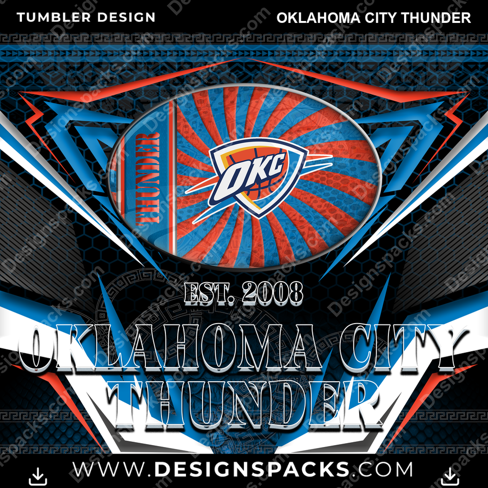 Basketball Tribal Oklahoma City Thunder Tumbler Digital Wrap Design