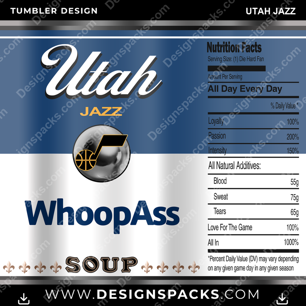 Basketball Soup Can Utah Jazz Tumbler Digital Wrap Design