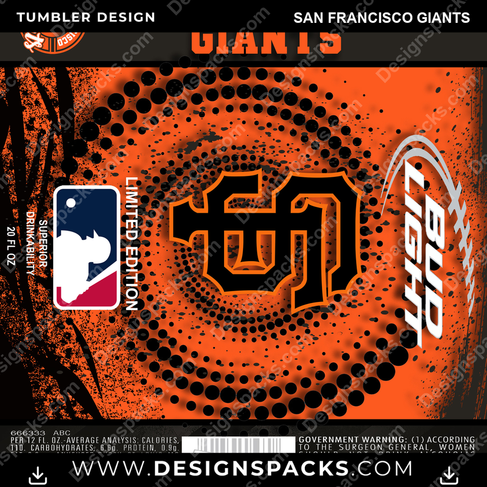 Baseball Bud San Francisco Giants Tumbler Digital Wrap Design