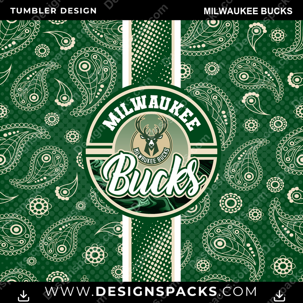 Basketball Handkerchief Milwaukee Bucks Tumbler Digital Wrap Design