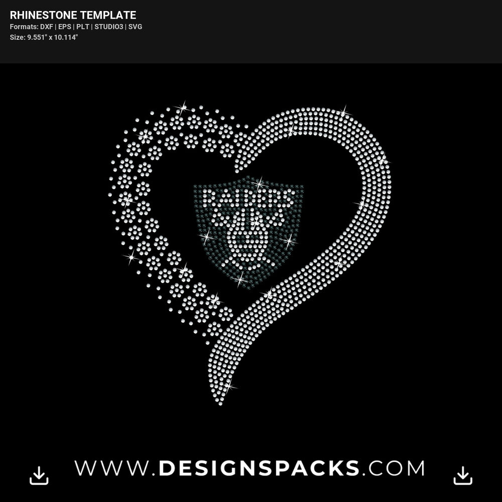Las Vegas Raiders Heart Rhinestone Digital Template