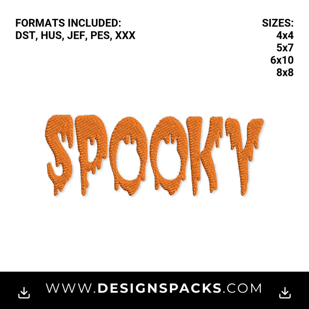 Dripping Spooky Halloween Letters Embroidery Design - Instant digital download pattern at Designspacks.com