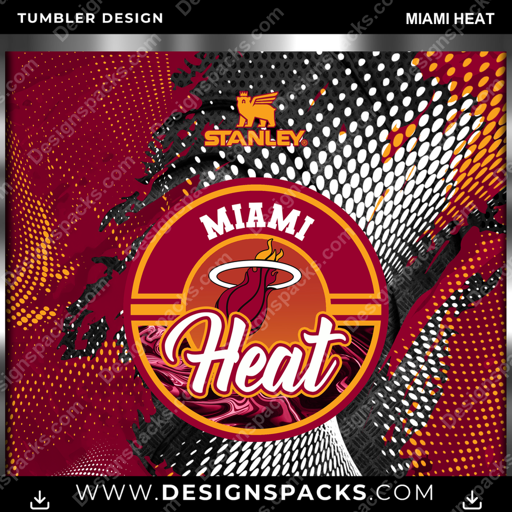Basketball Stanley Miami Heat Tumbler Digital Wrap Design