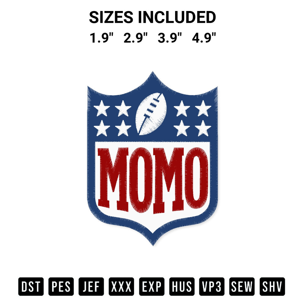 Stitch like a pro with the Momo Football Logo Embroidery Design embroidery pattern from Designspacks.com. High-quality digital machine embroidery file. Available sizes: 1.9", 2.9", 3.9", 4.9".
