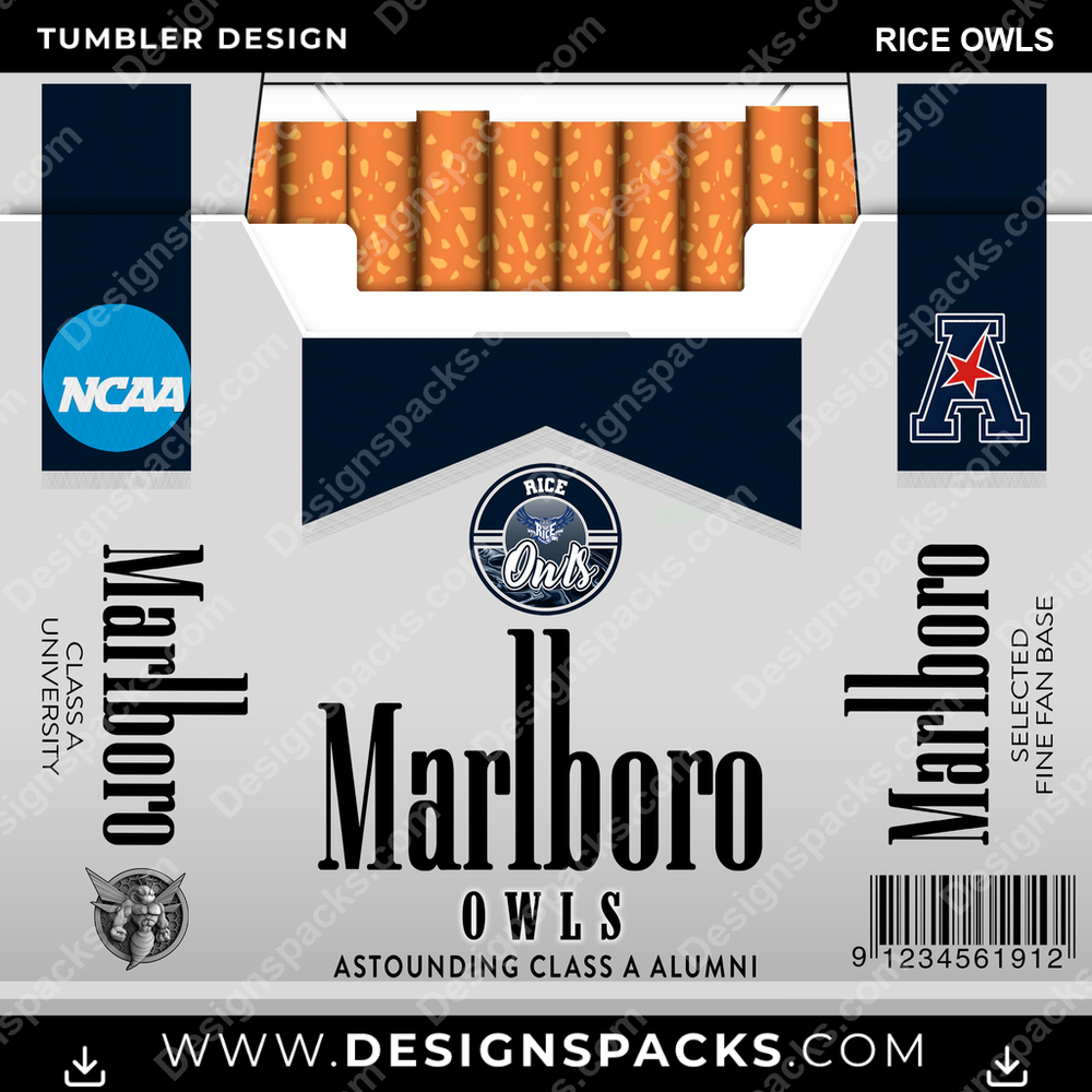 College Sport Marlboro Rice Owls NCAA College Sport Tumbler Digital Wrap Design Download