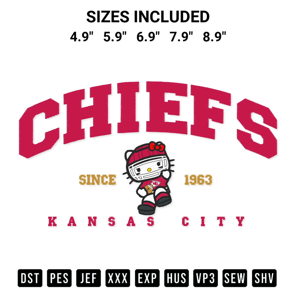 Elevate your next project with our Chiefs Kansas City Since 1963 Embroidery Design embroidery file. Shop high-quality digital patterns instantly at Designspacks.com. Available sizes: 4.9", 5.9", 6.9", 7.9", 8.9".