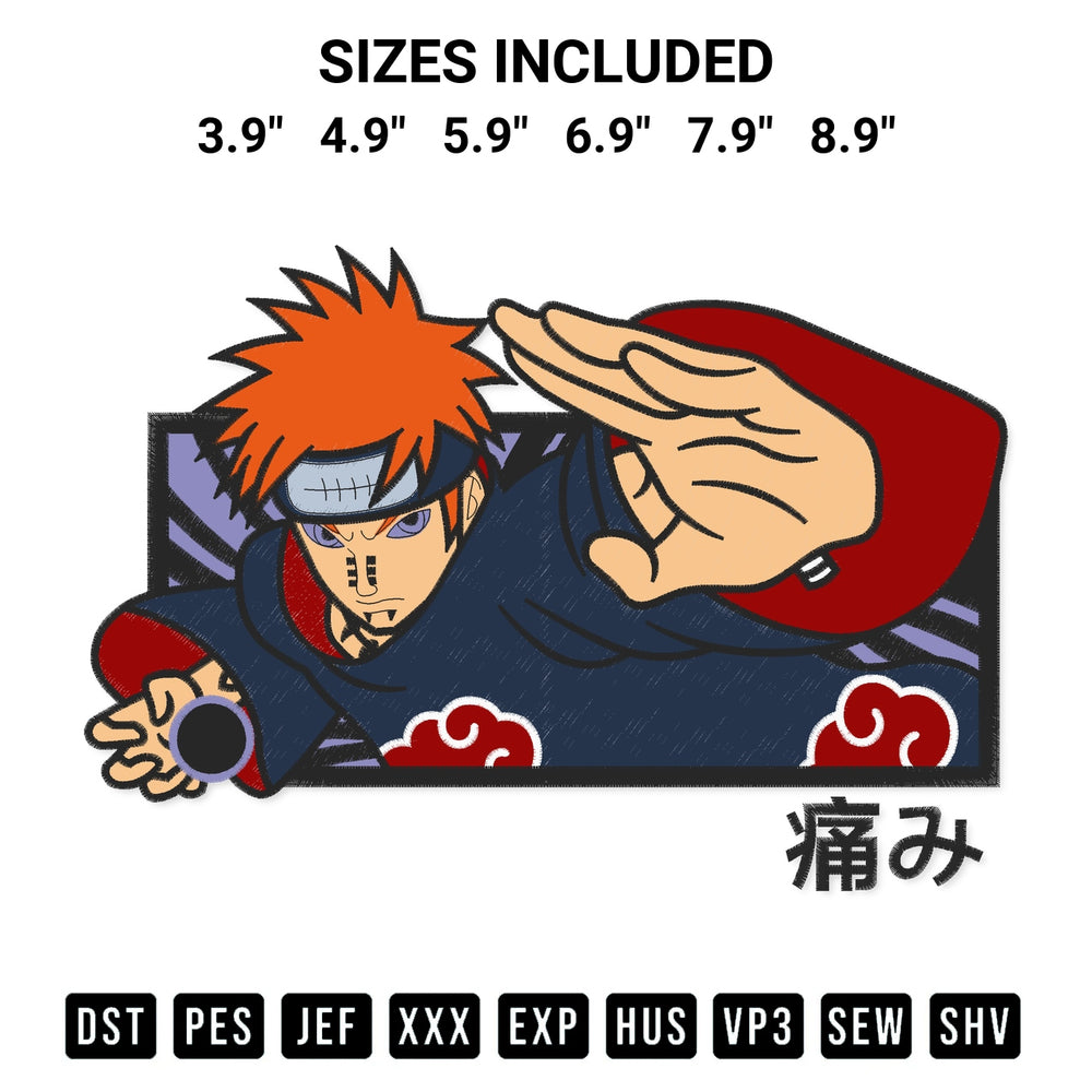 Looking for the perfect pattern? Download the Pain Anime Embroidery Design embroidery design today at Designspacks.com. Crisp, clean stitching guaranteed. Available sizes: 3.9", 4.9", 5.9", 6.9", 7.9", 8.9".