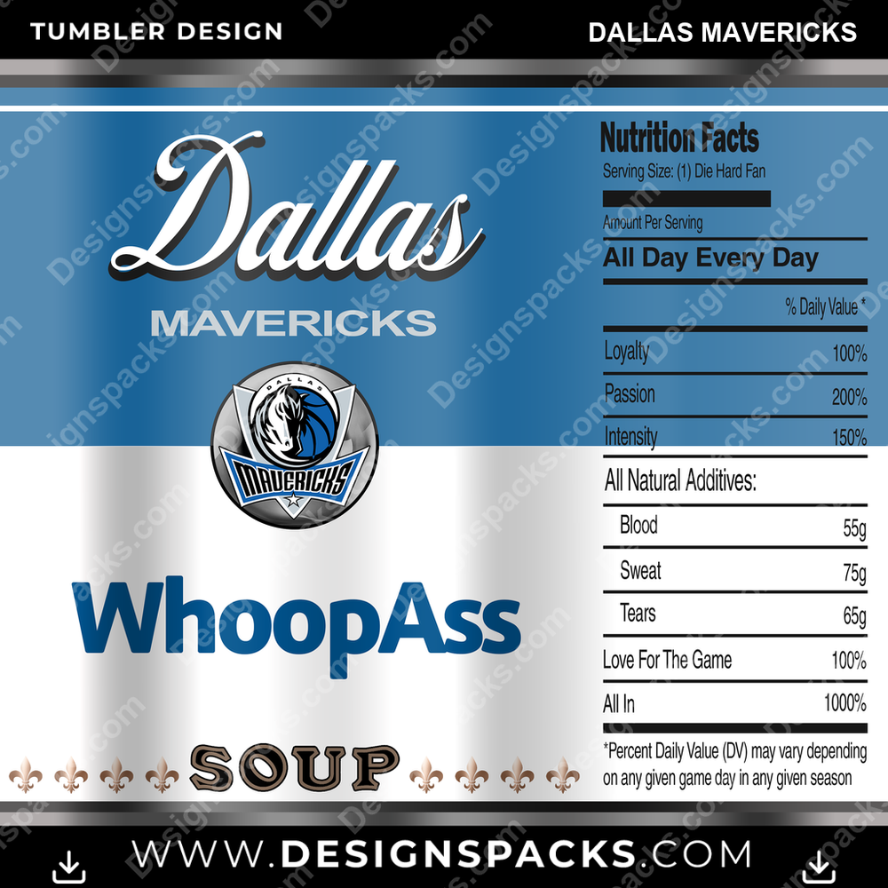 Basketball Soup Can Dallas Mavericks Tumbler Digital Wrap Design