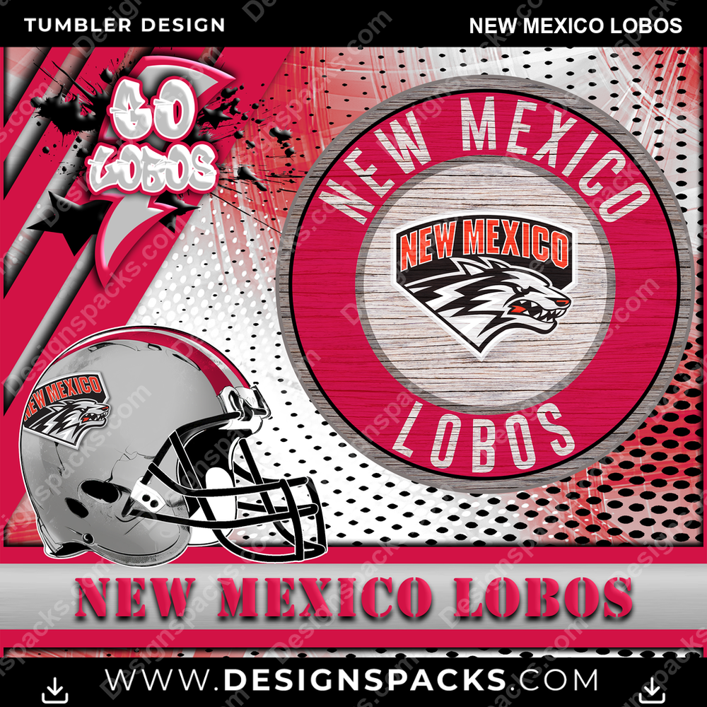 College Sport Go Team 2 New Mexico Lobos NCAA College Sport Tumbler Digital Wrap Design Download
