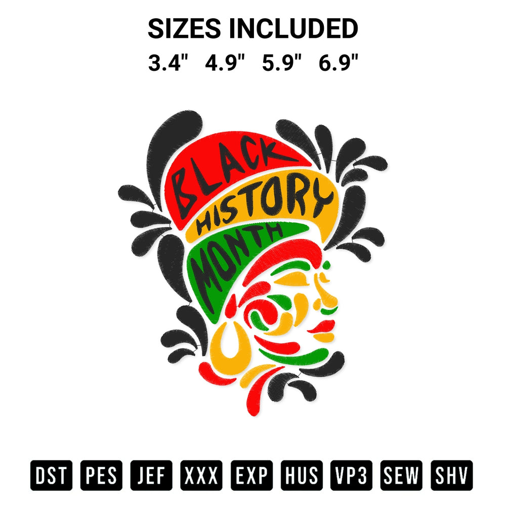 Elevate your next project with our Black History Month Embroidery Design embroidery file. Shop high-quality digital patterns instantly at Designspacks.com. Available sizes: 3.4", 4.9", 5.9", 6.9".