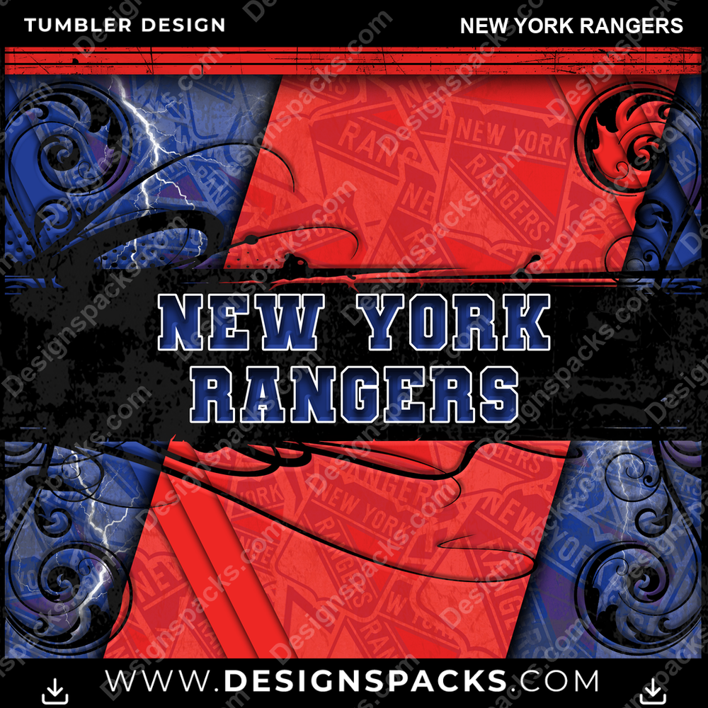 Hockey Elegant New York Rangers NHL Hockey Tumbler Digital Wrap Design Download