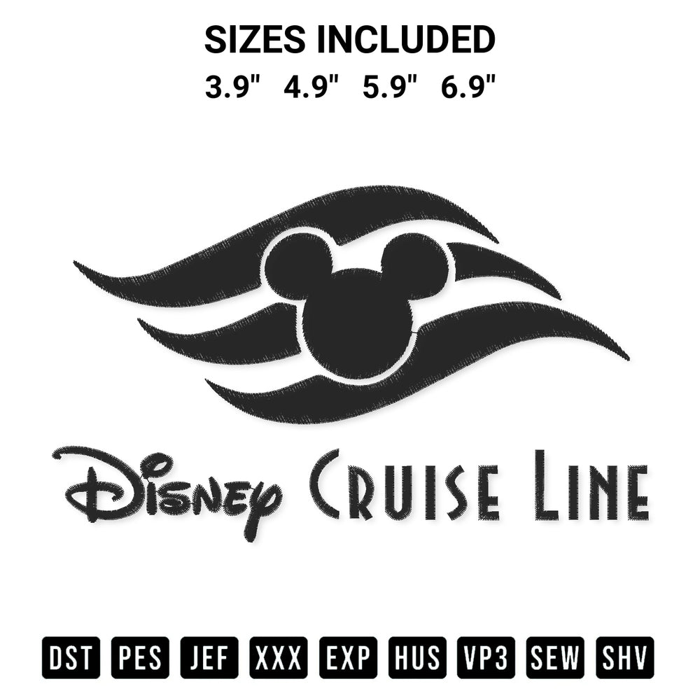 Download the Disney Cruise Line Embroidery Design machine embroidery design exclusively at Designspacks.com. Premium digitized pattern for apparel and DIY crafts. Available sizes: 3.9", 4.9", 5.9", 6.9".