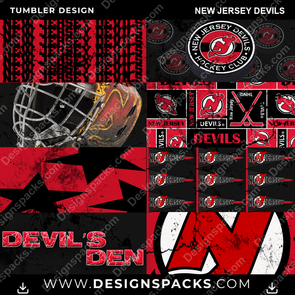 Hockey Distressed BG New Jersey Devils Tumbler Digital Wrap Design