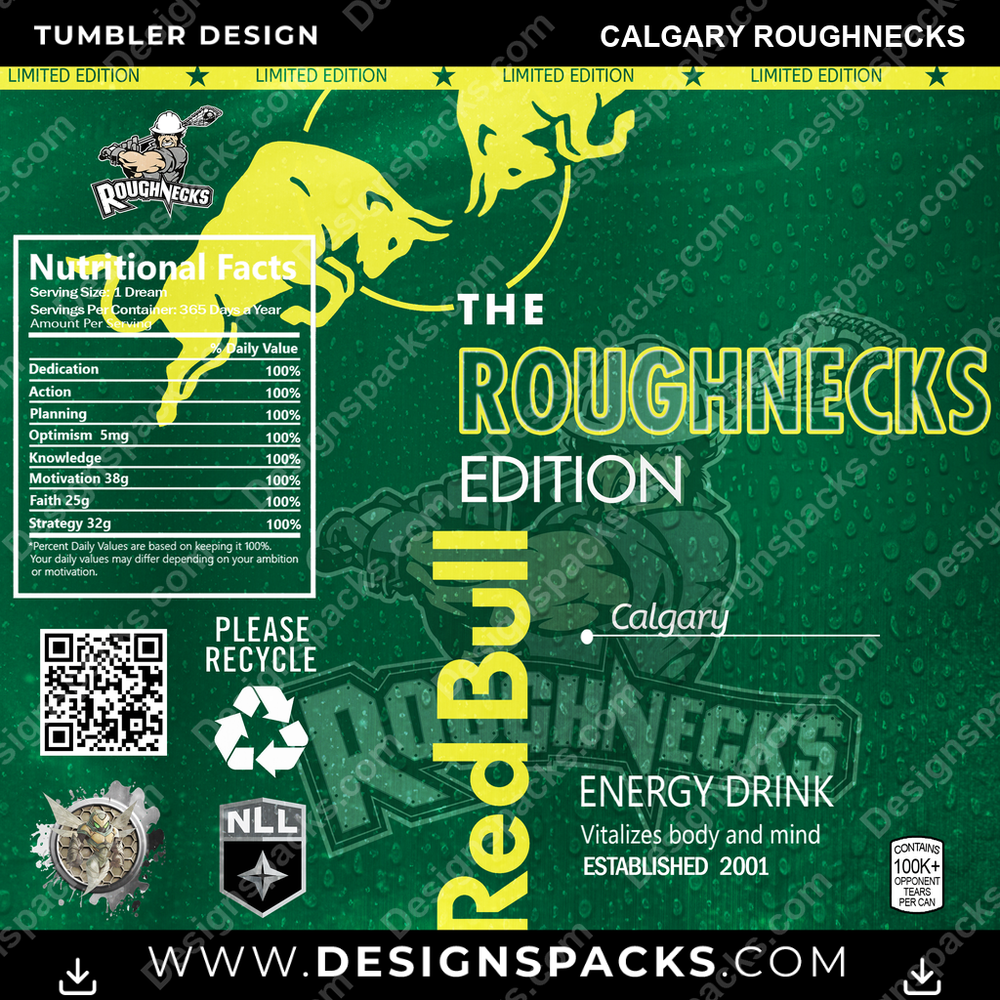Lacrosse Red Bull Calgary Roughnecks Tumbler Digital Wrap Design